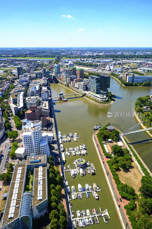 Düsseldorf Medienhafen modern architecture on the banks of the river Rhine